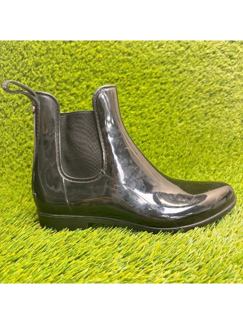 Sam Edelman Tinsley Womens Size 9 Gloss Black Outdoor Pull On Chelsea Rain Boots